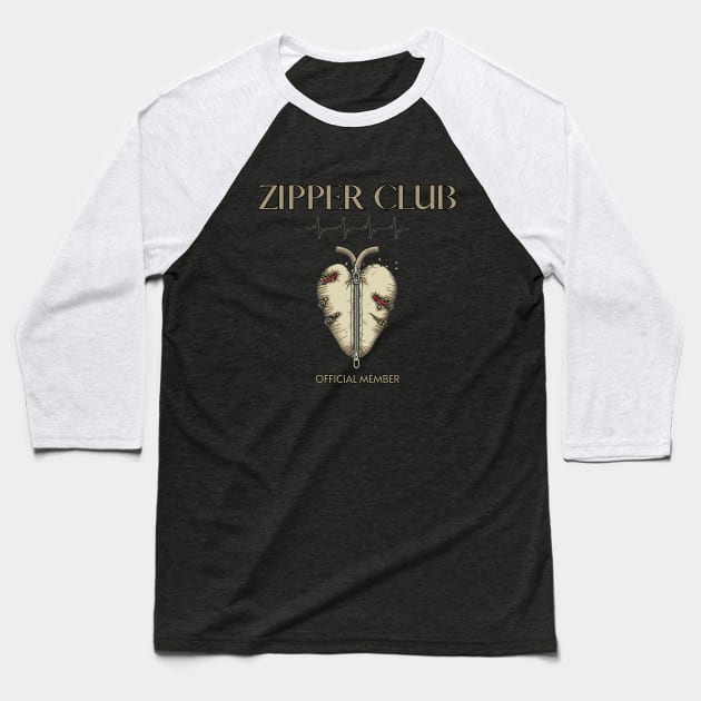 ZIPPER CLUB, heart transplant, open heart surgery Baseball T-Shirt by Pattyld